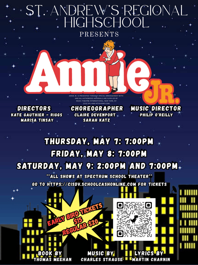 St. Andrews High School Annie Jr flyer