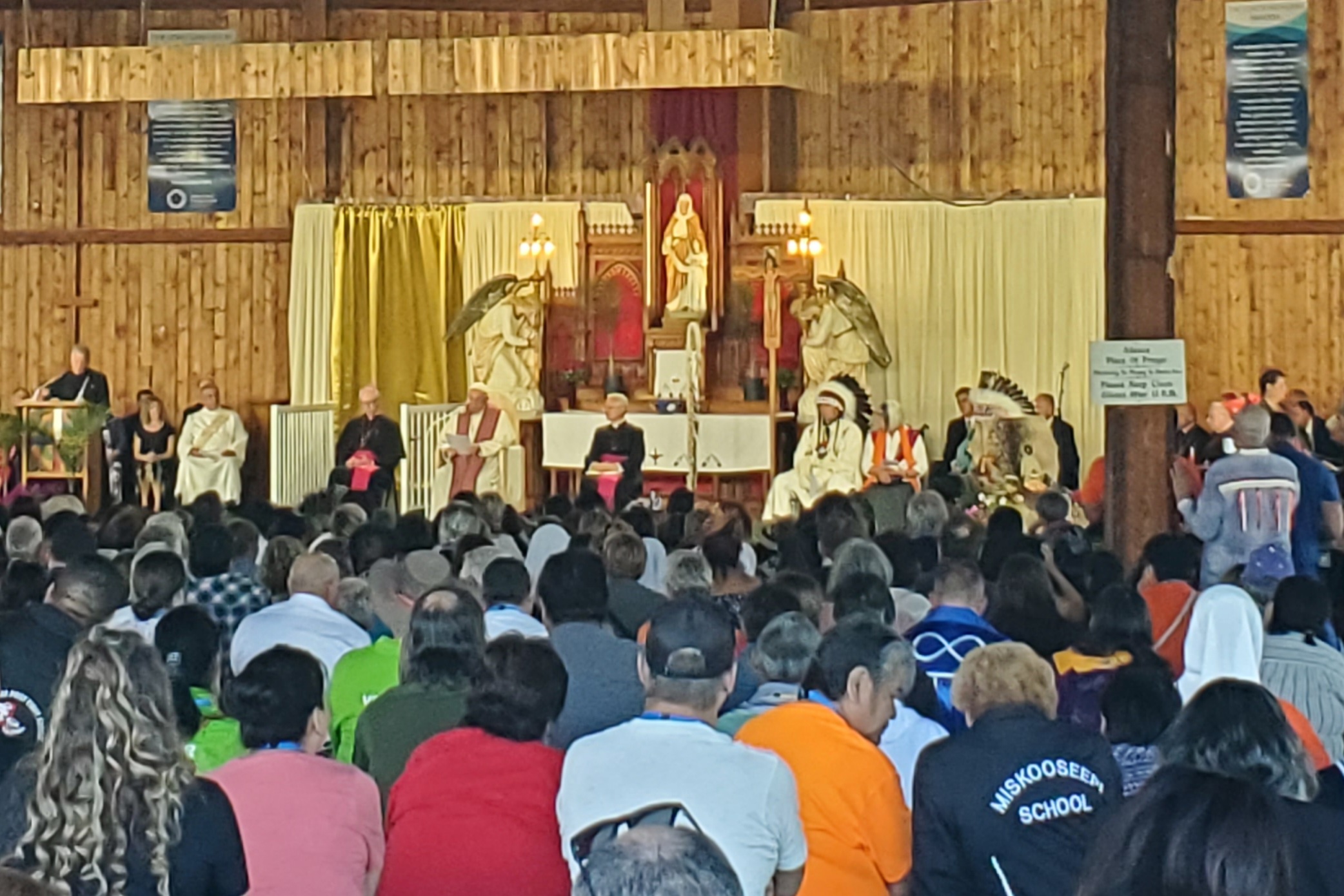 Pope Francis speaks during his pilgrimage to Lac Ste Anne