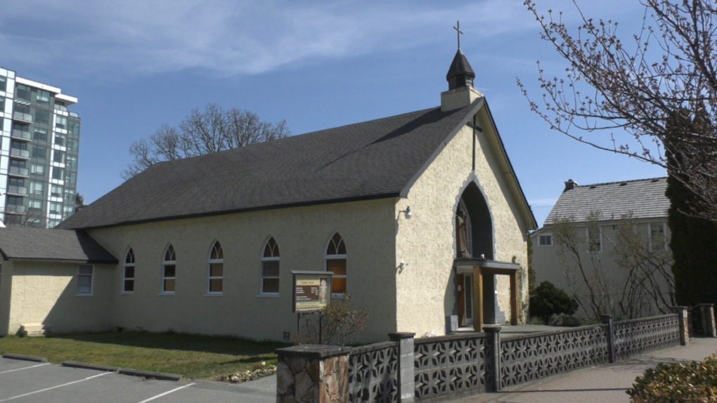 A picture of Our Lady of the Rosary Church in Langford, BC