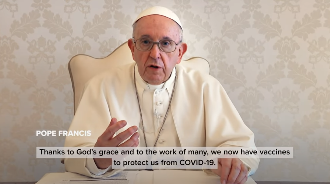 A screenshot of the Pope's video, showing him saying 