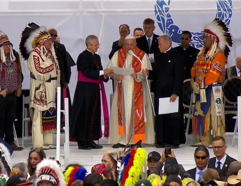 Pope Francis speaks at Maskwacis